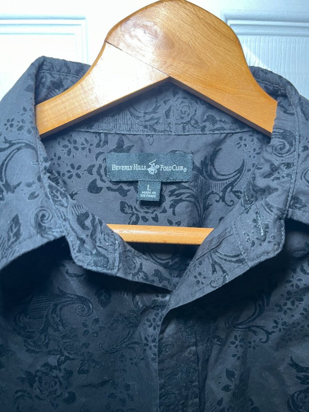 Beverly Hills Polo Club Men’s Black Floral Button Up Shirt L - Picture 3 of 3